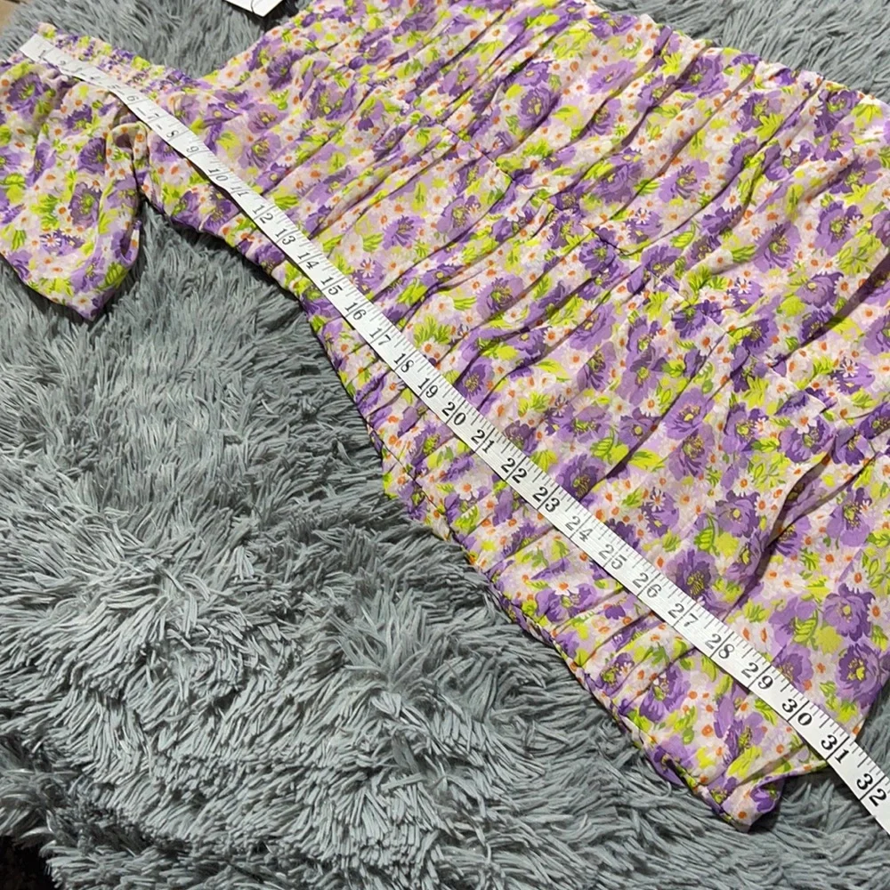 🥰🥰ZARA Floral Ruched Puff Sleeves Mini Dress🥰🥰 - Picture 11 of 16